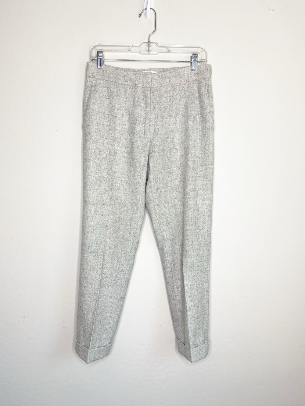 Reiss Wool Blend Ankle Trouser Dress Pants Gray White Size 2